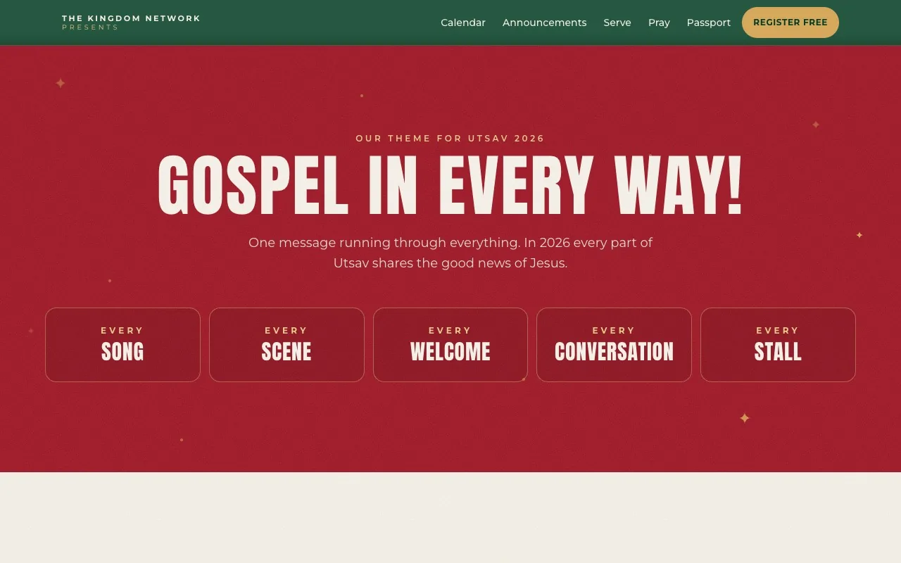 Christmas UTSAV Fest website on desktop